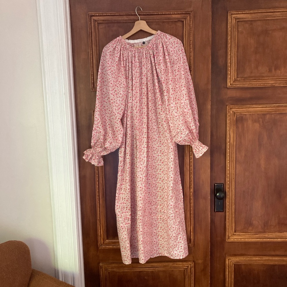 Benjamin Fox Pink Floral Sundress with Bishop Sleeves